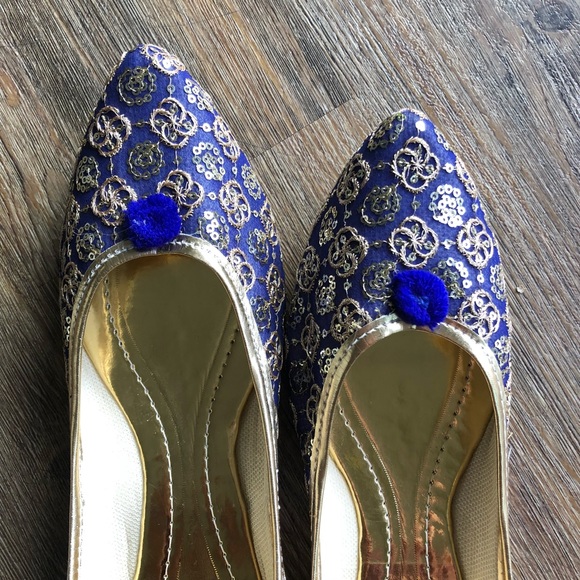 Shoes - Blue Bling Indian shoes